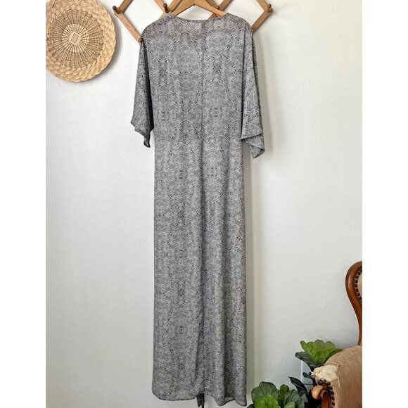 Standards & Practices gray black geometric print wrap maxi‎ dress NWT 1X - Picture 4 of 5